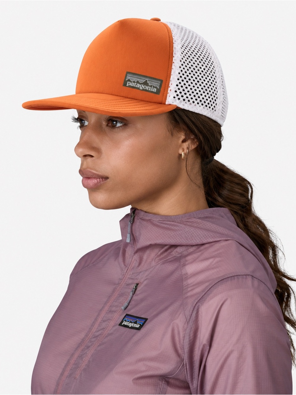 Patagonia Duckbill Trucker Hat Baseball Cap Orange Mesh Casual Hiking Travel NWT